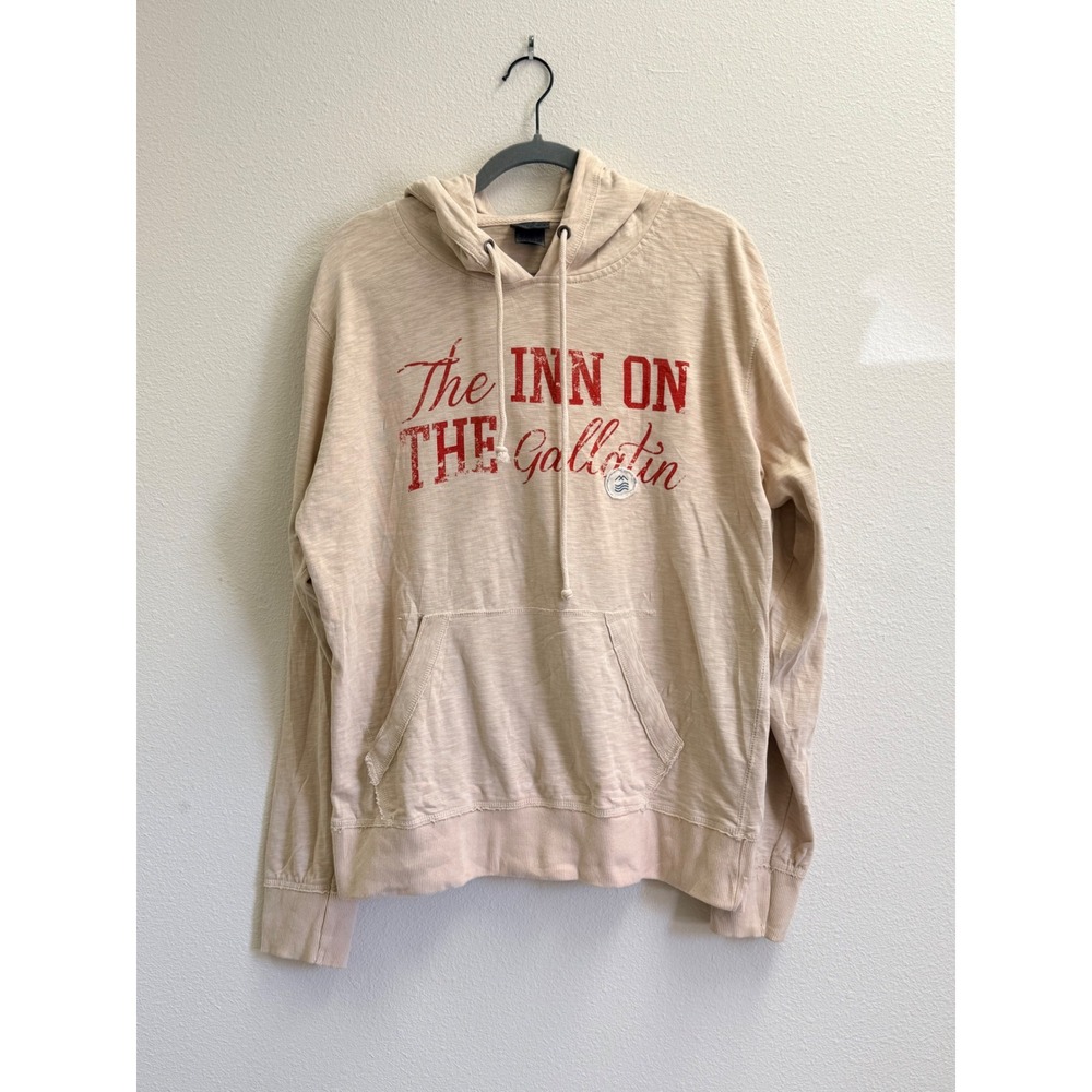 Blue 84 The Inn on The Gallatin Hoodie Tan Slub Cotton Graphic Pullover Medium